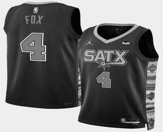 Mens San Antonio Spurs #4 DeAaron Fox Black 2025 Statement Edition Stitched Jersey Dzhi